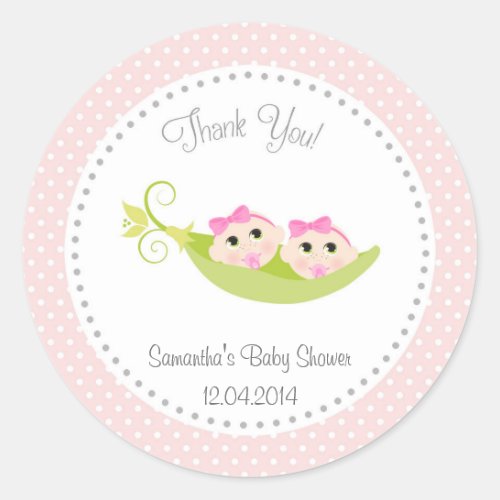 Peas In A Pod Baby Shower Sticker Twin Girls