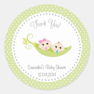 Peas In A Pod Baby Shower Sticker Twins
