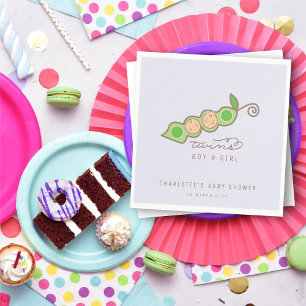 Peas in a Pod Boy Girl Twins Baby Shower Party Paper Napkins