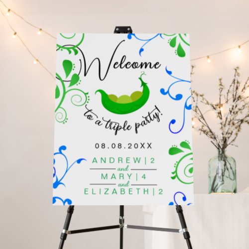 Peas In A Pod Cool Blue Triplets  Joint Party  Foam Board