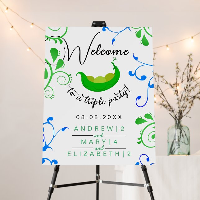 Peas In A Pod Cool Blue Triplets | Joint Party  Foam Board (In Situ (Stand))