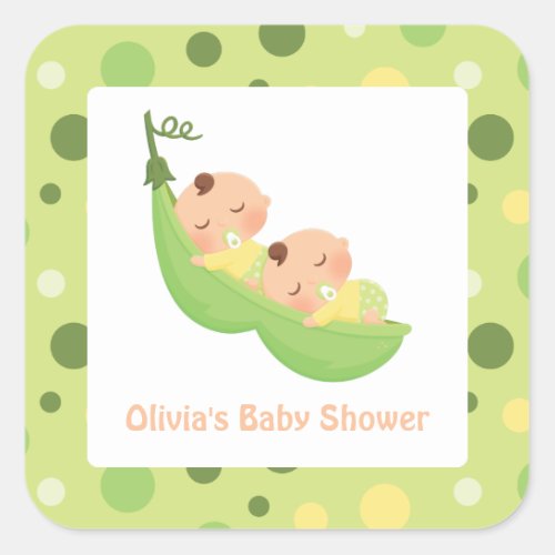 Peas in a Pod Cute Twins Baby Shower Stickers