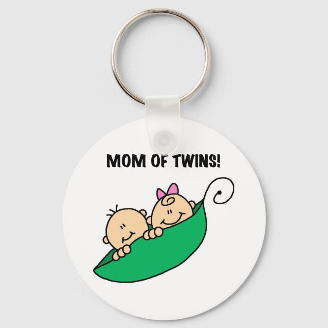 Peas in a Pod Mom of Twins Keychain (Front)