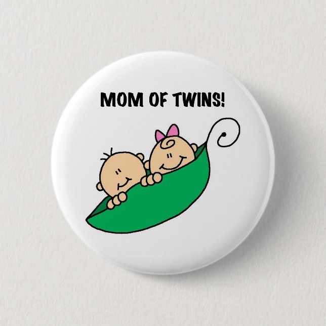 Peas in a Pod Mom of Twins Pinback Button (Front)