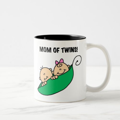 Peas in a Pod Mom of Twins Two_Tone Coffee Mug