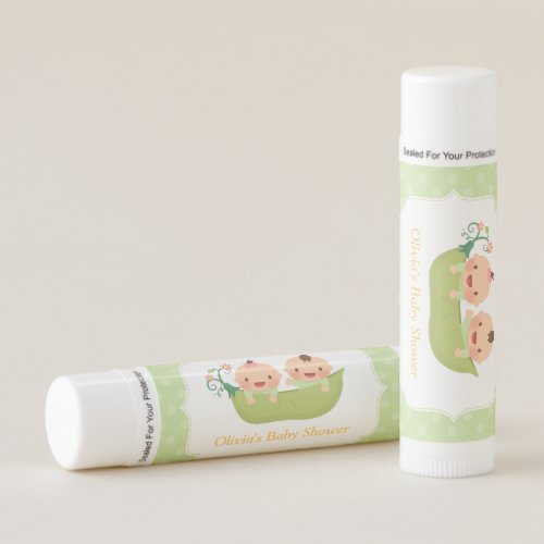 Peas in a Pod Twin Boy and Girl Baby Shower Favors Lip Balm