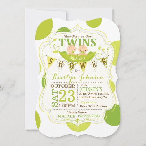 Peas in a Pod Twins Baby Shower Invitation