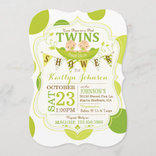 Peas in a Pod Twins Baby Shower Invitation