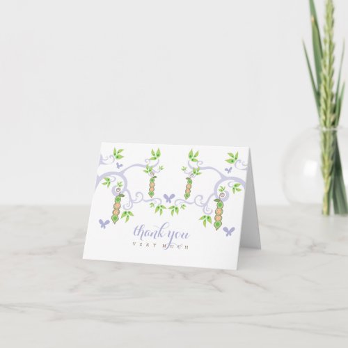 Peas In A Pod Twins Baby Shower Thank You Card