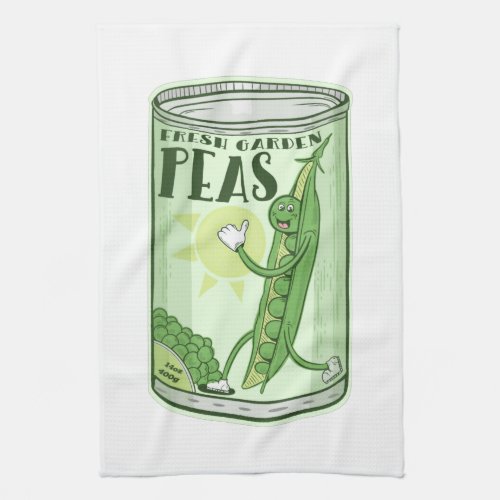 Peas in a tin kitchen towel