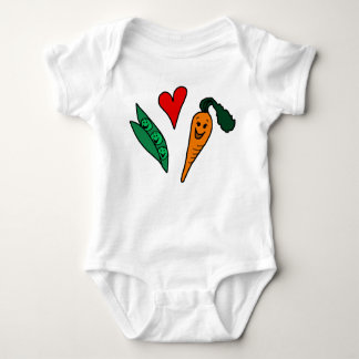 Peas Love Carrots, Cute Green and Orange Design Baby Bodysuit