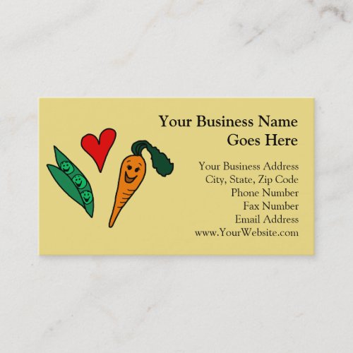 Peas Love Carrots, Cute Green and Orange Design Business Card Template