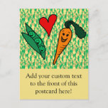 Peas Love Carrots, Cute Green and Orange Design Postcard