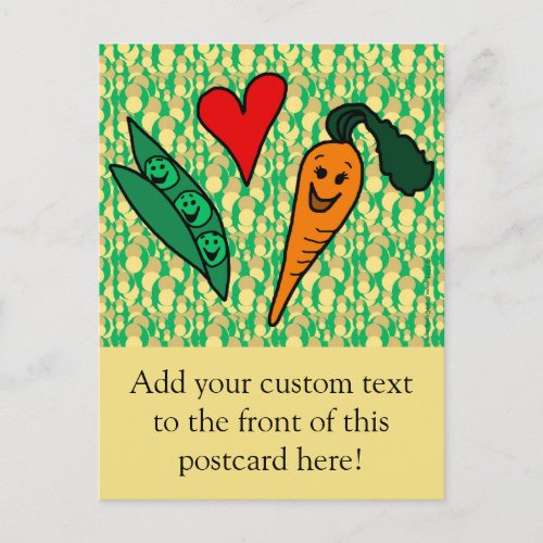 Peas Love Carrots Cute Green and Orange Design Postcard