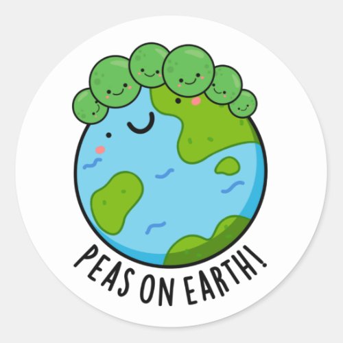 Peas On Earth Funny Veggie Peace Pun  Classic Round Sticker