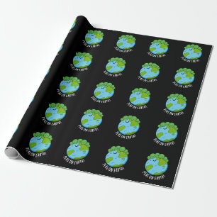 Peas On Earth Funny Veggie Peace Pun Dark BG Wrapping Paper