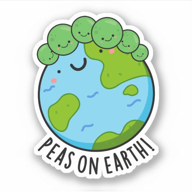 Peas On Earth Funny Veggie Peace Pun  Sticker (Front)