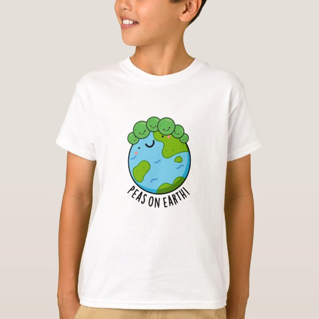 Peas On Earth Funny Veggie Peace Pun  T-Shirt (Front)
