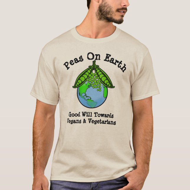 Peas On Earth Vegan or Vegetarian T-Shirt (Front)