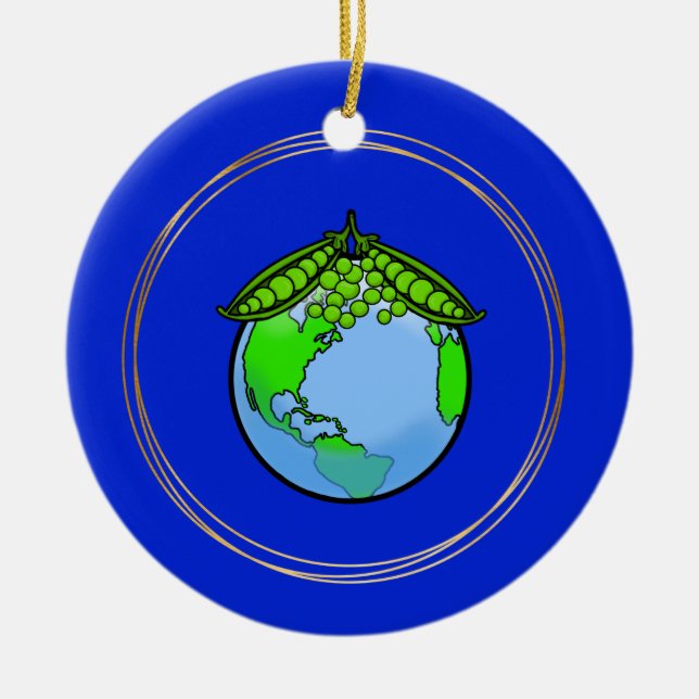 Peas on Earth Vegan Vegetarian Christmas Ornament (Front)