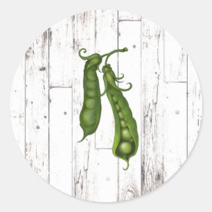Peas Pea Pod White Wood Rustic Baby Shower Classic Round Sticker
