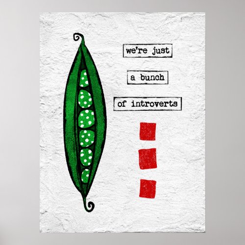 Peas Poster Art Print _ Funny Vegetable Introvert