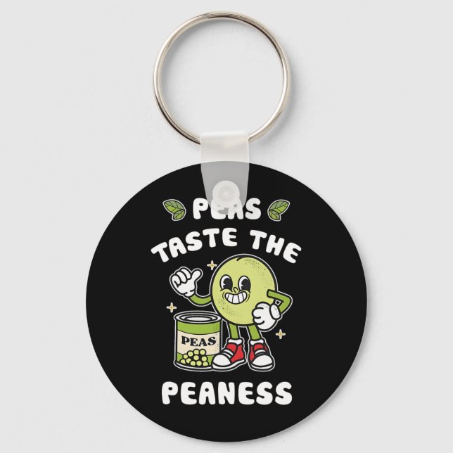 Peas Taste The Peaness Peas Beans Rude Joke  Keychain (Front)