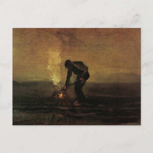 Peasant Burning Weeds, Vincent van Gogh Postcard (Front)