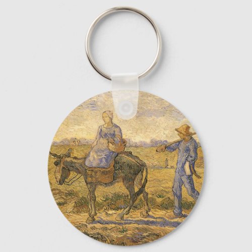 Peasant Couple Going to Work by Vincent van Gogh Keychain