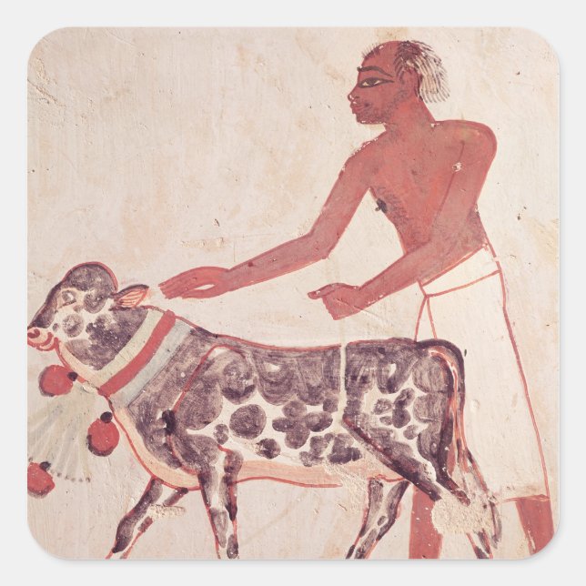 Peasant leading a cow to sacrifice square sticker (Front)