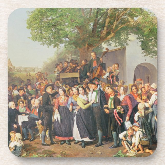 Peasant Wedding in Lower Austria (oil on canvas) Coaster (Front)
