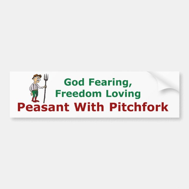 Peasant With Pitchfork Bumper Sticker (Front)