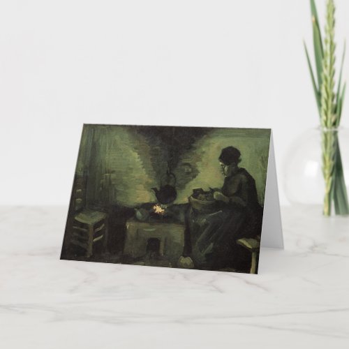 Peasant Woman by Fireplace by Vincent van Gogh Card