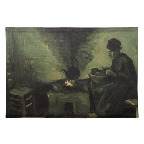Peasant Woman by Fireplace by Vincent van Gogh Cloth Placemat