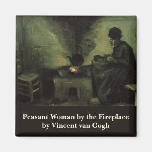 Peasant Woman by Fireplace by Vincent van Gogh Magnet