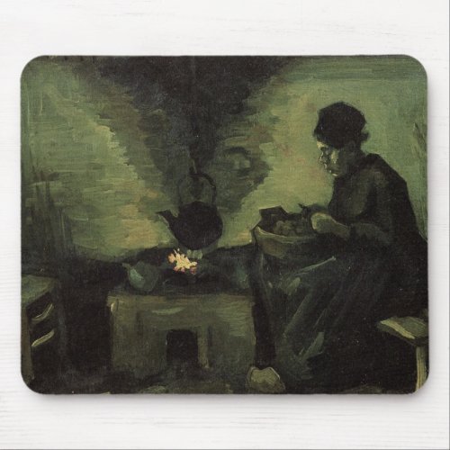 Peasant Woman by Fireplace by Vincent van Gogh Mouse Pad