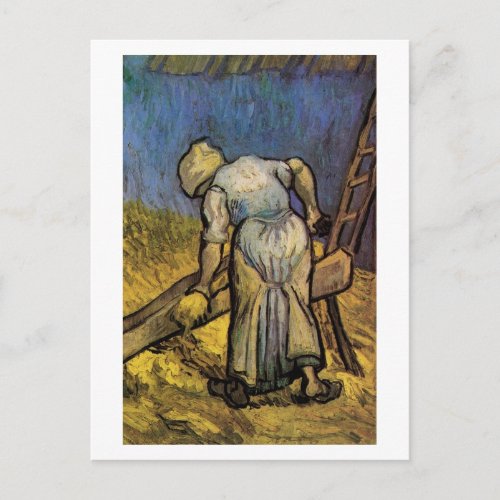 Peasant Woman Cutting Straw Vincent van Gogh Postcard