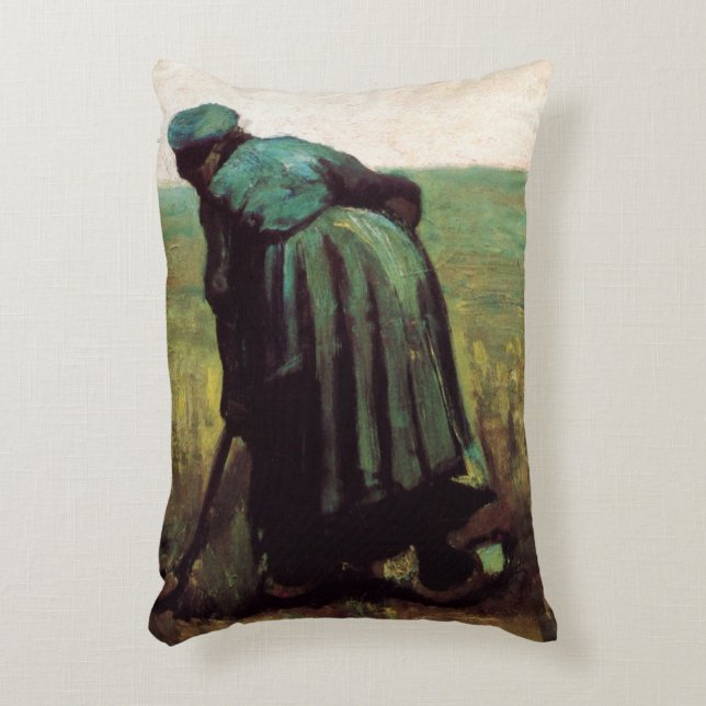 Peasant Woman Digging by Vincent van Gogh Accent Pillow (Front(Vertical))