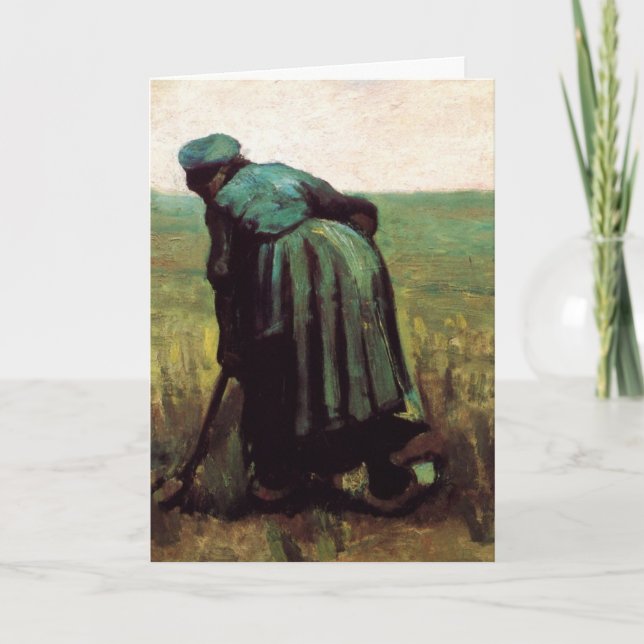 Peasant Woman Digging by Vincent van Gogh Card (Front)