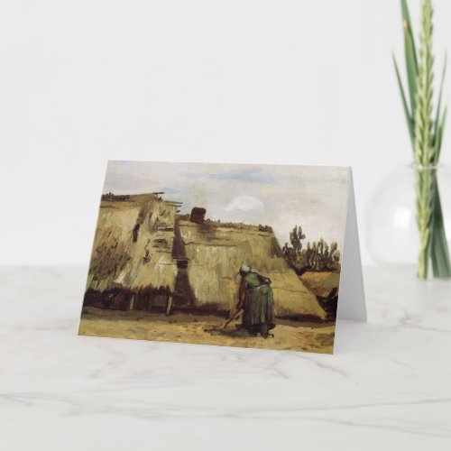 Peasant Woman Digging Cottage by Vincent van Gogh Card