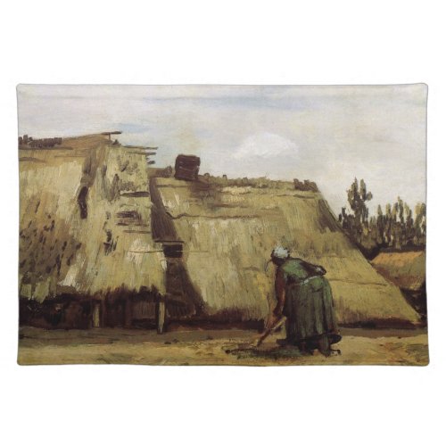 Peasant Woman Digging Cottage by Vincent van Gogh Cloth Placemat