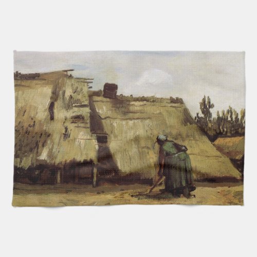 Peasant Woman Digging Cottage by Vincent van Gogh Kitchen Towel