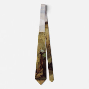 Peasant Woman Digging Cottage by Vincent van Gogh Neck Tie