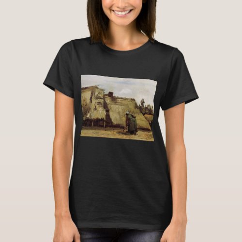 Peasant Woman Digging Cottage by Vincent van Gogh T_Shirt