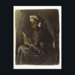 Peasant Woman Peeling Potatoes Van Gogh Fine Art Postcard<br><div class="desc">Peasant Woman Peeling Potatoes, Vincent van Gogh, Nuenen February 1885. Oil on canvas, 41 x 31.5 cm. New York, Metropolitan Museum of Art. F 365r, JH 654 Vincent Willem van Gogh (30 March 1853 – 29 July 1890) was a Dutch Post-Impressionist artist. Some of his paintings are now among the...</div>