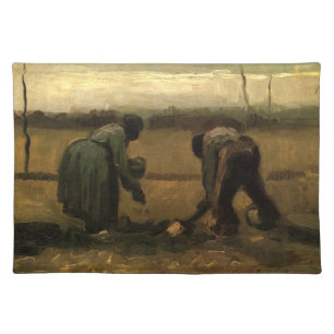 Peasant Woman Planting Potato by Vincent van Gogh Cloth Placemat