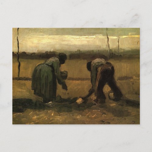 Peasant Woman Planting Potato by Vincent van Gogh Postcard