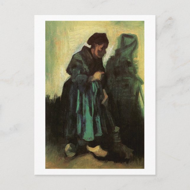 Peasant Woman Sweeping Floor, Vincent van Gogh Postcard (Front)