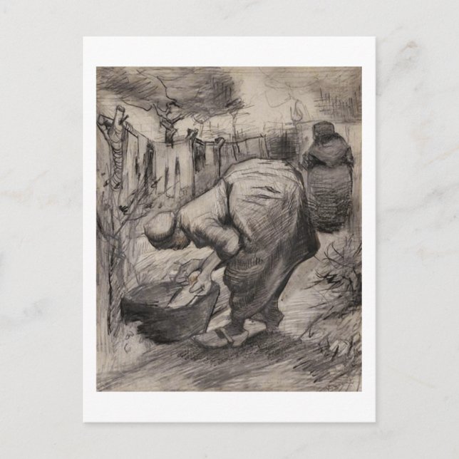 Peasant Women, Washtub & Laundry, Vincent van Gogh Postcard (Front)