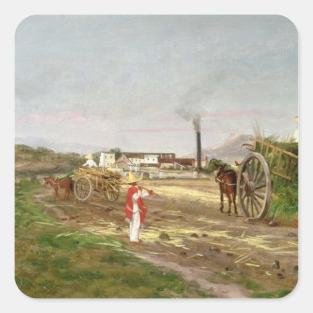 Peasants Collecting Sugar Cane Square Sticker (Front)